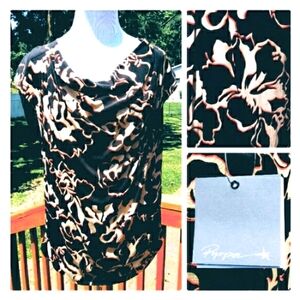 Pippa Black w/ Cream & Coral Floral Blouse